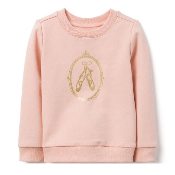 JANIE AND JACK JUNO VALENTINE PINK BALLERINA SLIPPERS SWEATSHIRT, SZ 6-12 MOS. - Picture 1 of 9